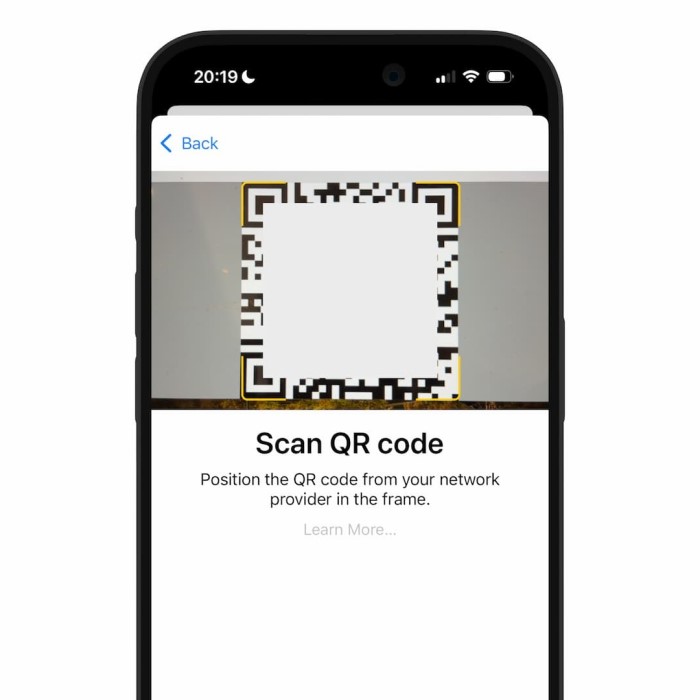 how to get qr code for esim