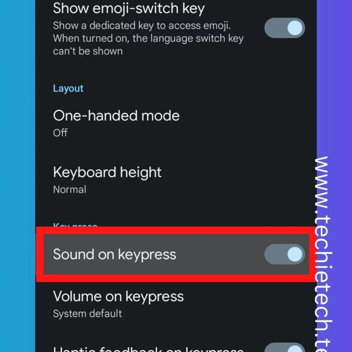 how to turn off keyboard sound