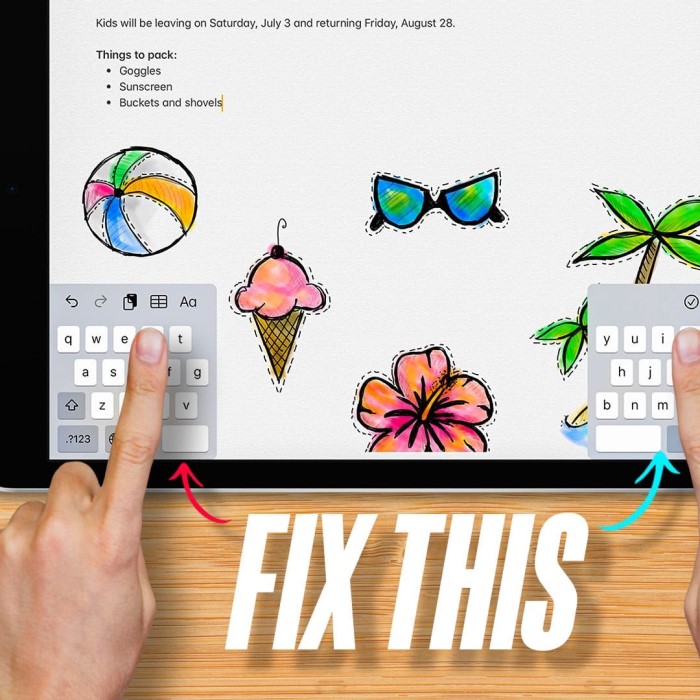 how to fix split keyboard on ipad