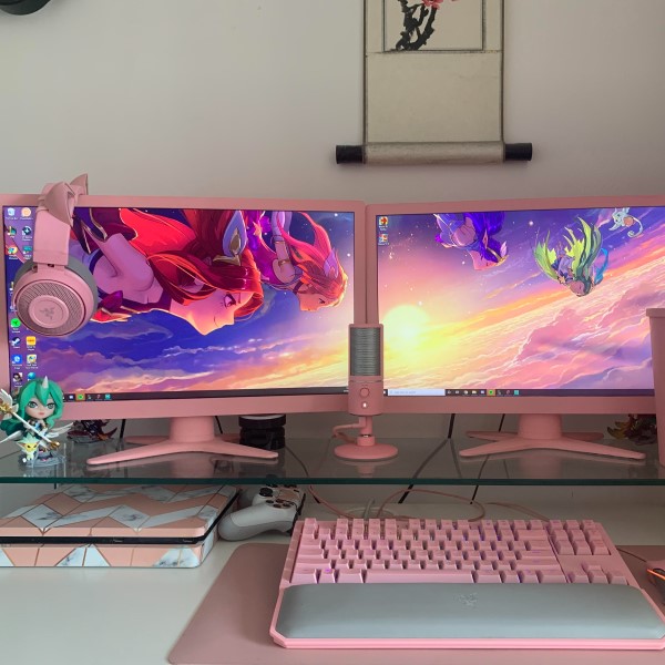 pink computer monitor