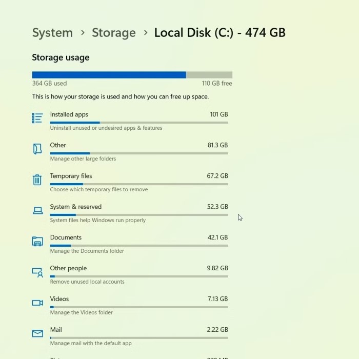 what is taking up space on my hard drive