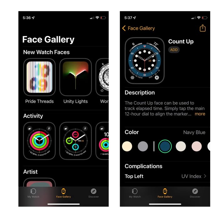 how to change apple watch face